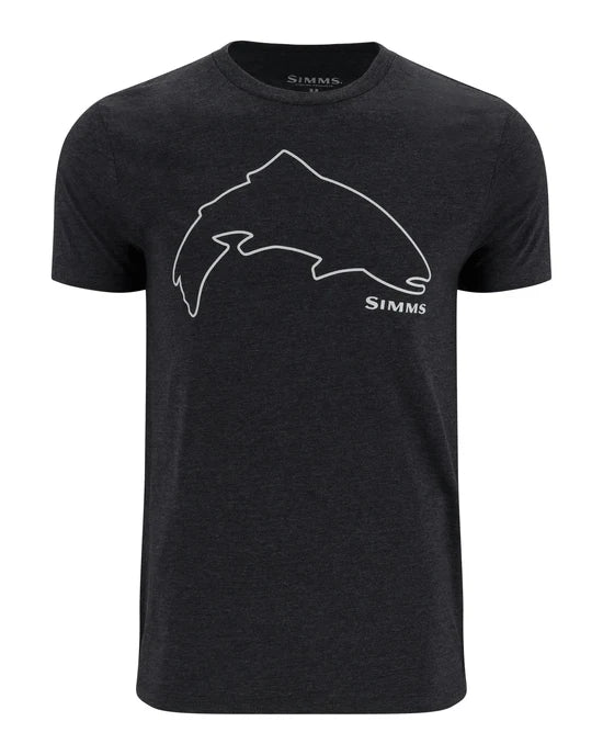 Simms Trout Outline T-Shirt Mens Dark Gunmetal Heather M