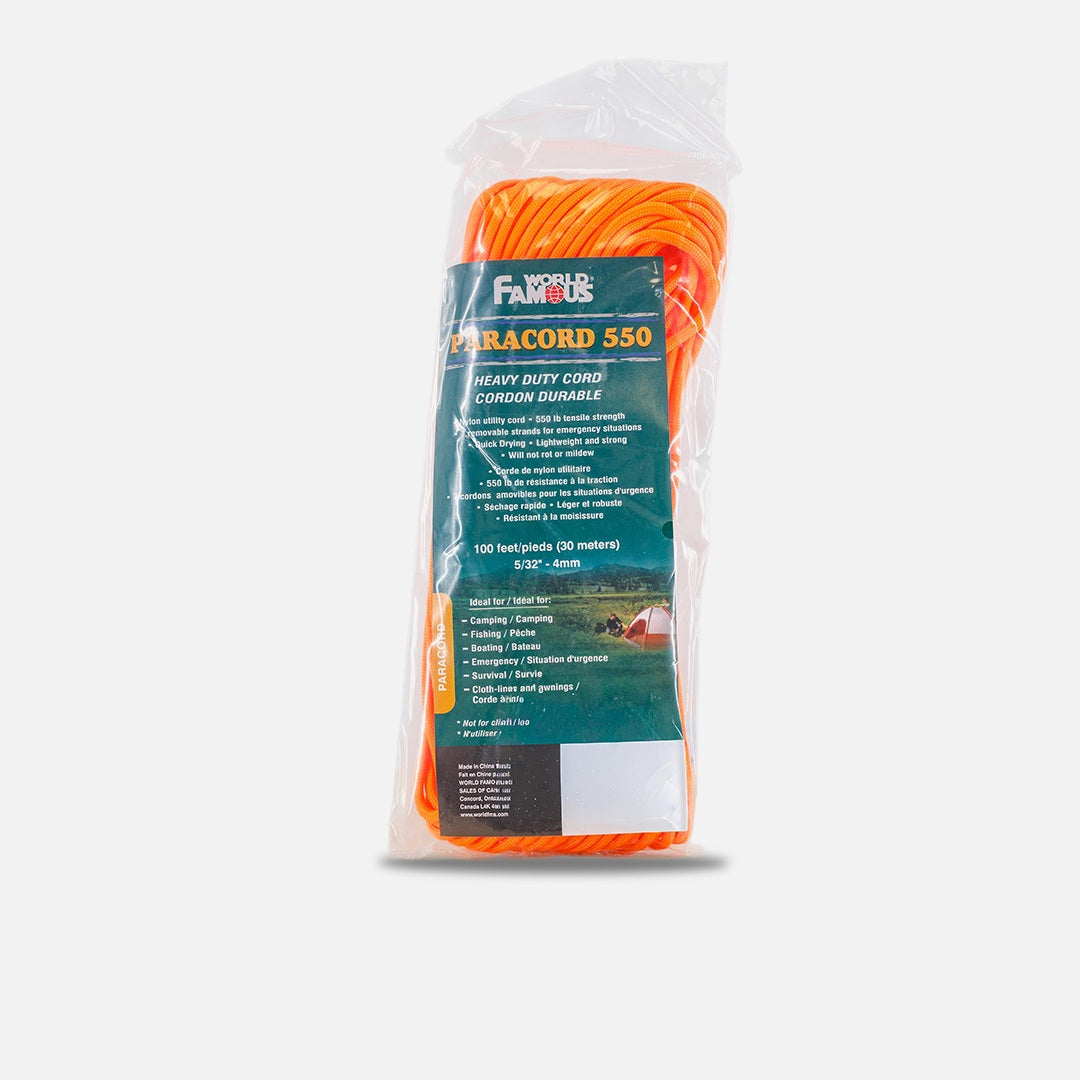 World Famous Heavy Duty Paracord 100' Orange