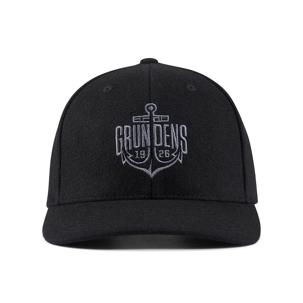 Grundens Logo Ancher Wool Trucker Hat Black
