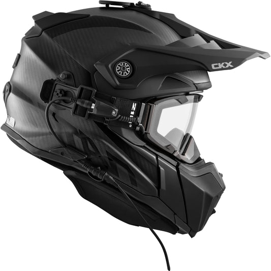 CKX Titan Helmet with Goggles Electric Dual Lens Solid Glossy Black Size XL