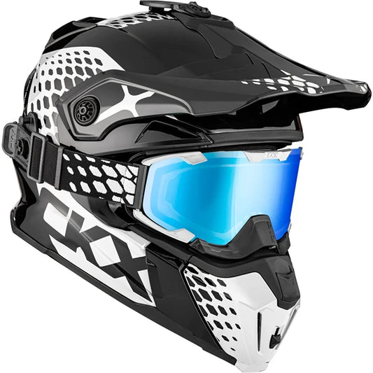 CKX Titan Original Helmet with Goggles Viper Glossy Black and White Size M