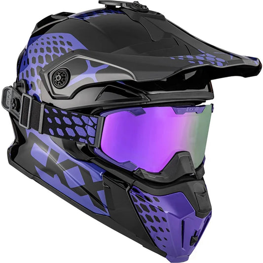 CKX Titan Original Helmet with Goggles Viper Glossy Black and Purple Size S