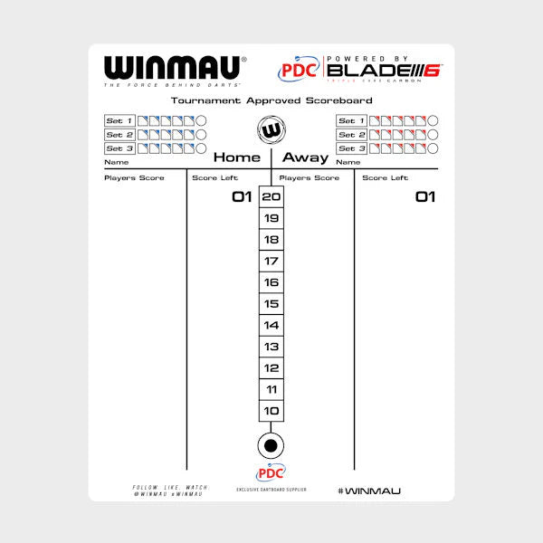 Winmau Dry-Erase Darts Scoreboard