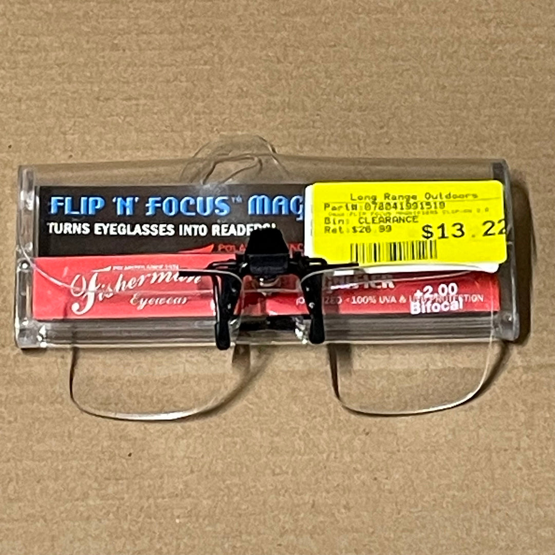 Fisherman Eyewear Flip N Focus Clip-On Magnifiers +2.0