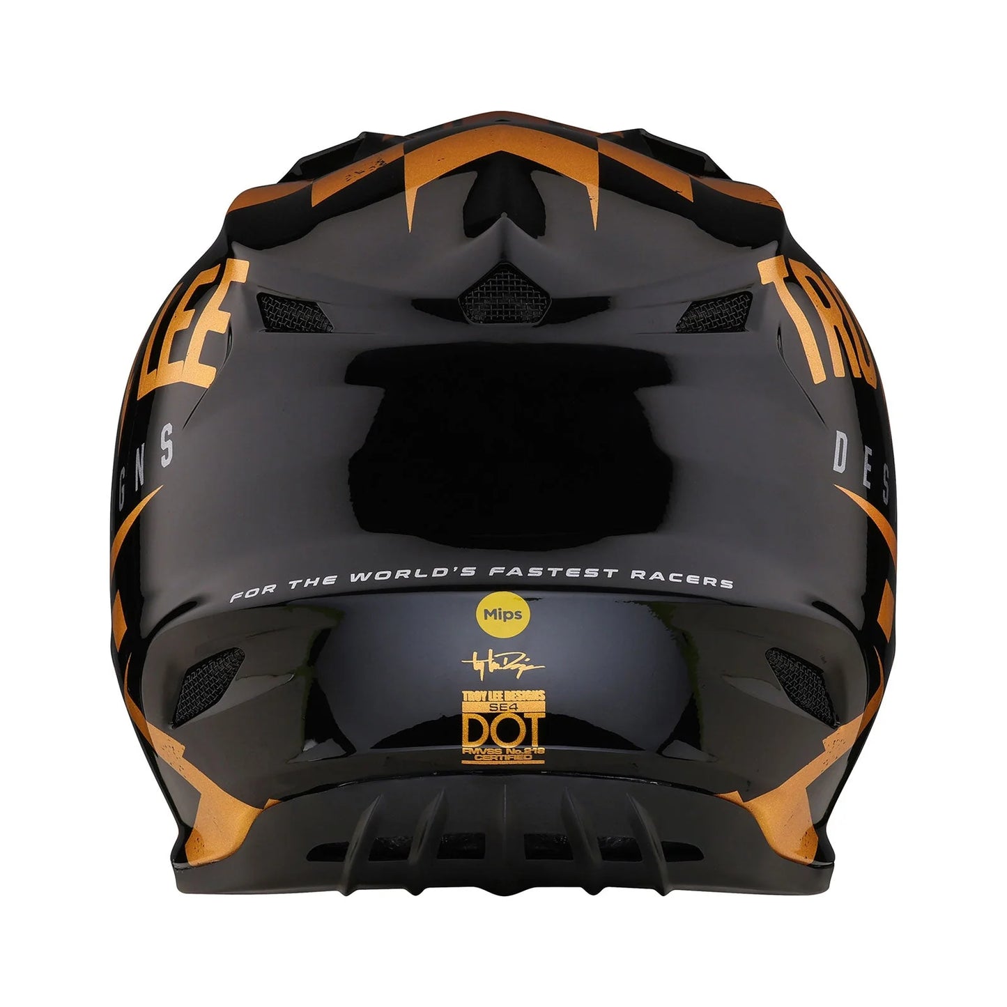 Troy Lee Designs SE4 Polycrylite Helmet Race Shop Black and Gold Size XL