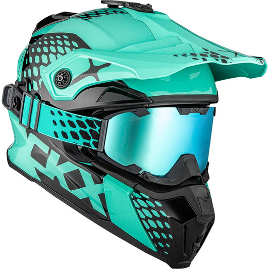 CKX Titan Original Helmet with Goggles Viper Glossy Turquoise Size M