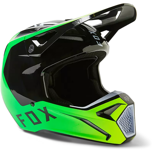 Fox V1 DPTH Helmet Black and Green Size M