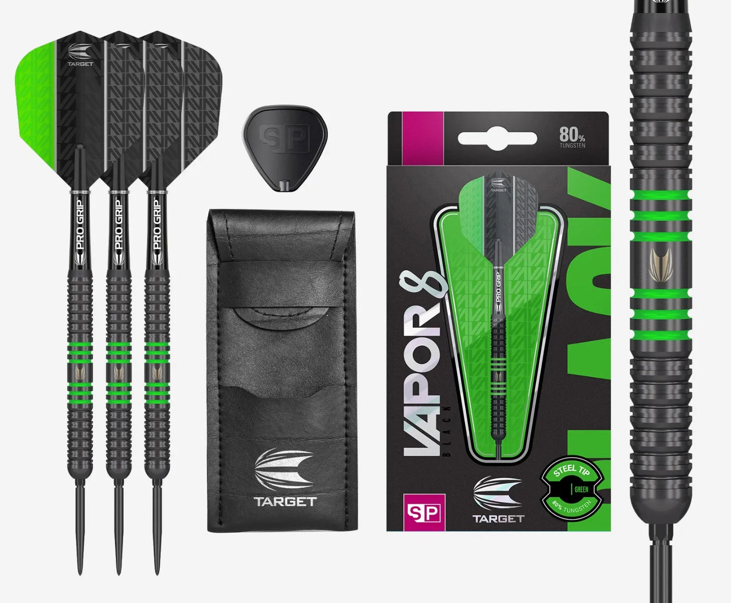 Target Darts Vapor8 Black and Green Swiss Point 26 g