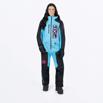 FXR Recruit F.A.S.T. Monosuit Women's Black/Sky Blue/E Pink Size 10