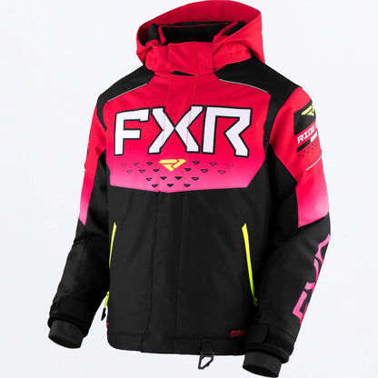 FXR Helium Jacket Youths' Black and Raspberry Fade and HiVis Size 12