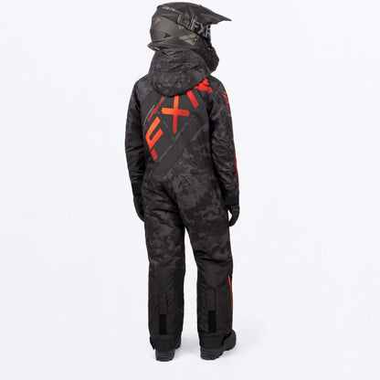 FXR Children's CX Monosuit Black Camo/Red Fade Size 4