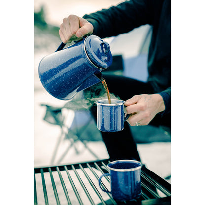 Stansport Enamel Coffee Pot and 4 Mug Set Blue