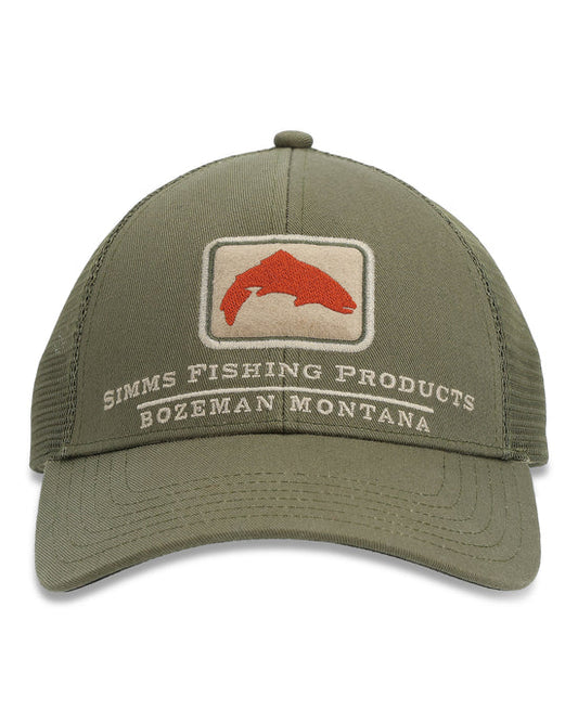 Simms Trout Icon Trucker Hat Riffle Green