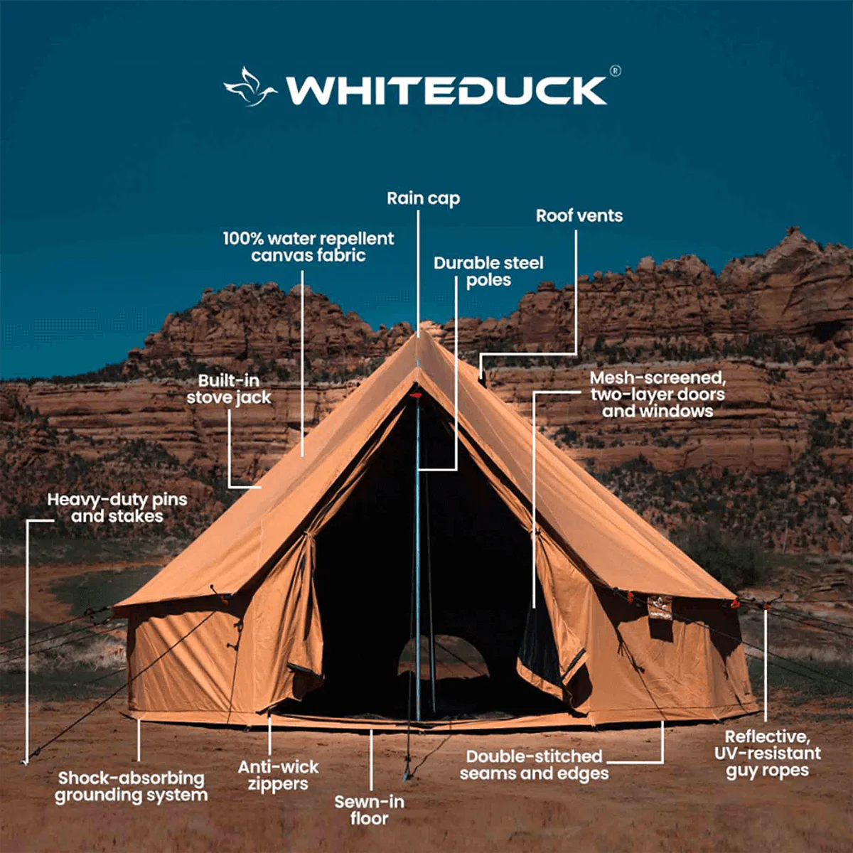 White Duck Regatta 10' Tent Sandstone Water/Fire Repellent
