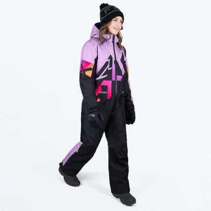 FXR Cold Cross CX Monosuit Children's Black/Lilac Glow Size 2