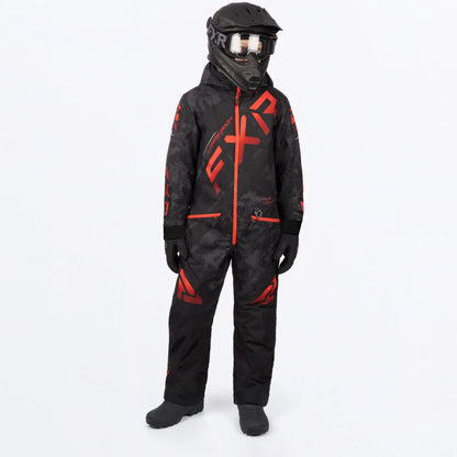 FXR Children's CX Monosuit Black Camo/Red Fade Size 4