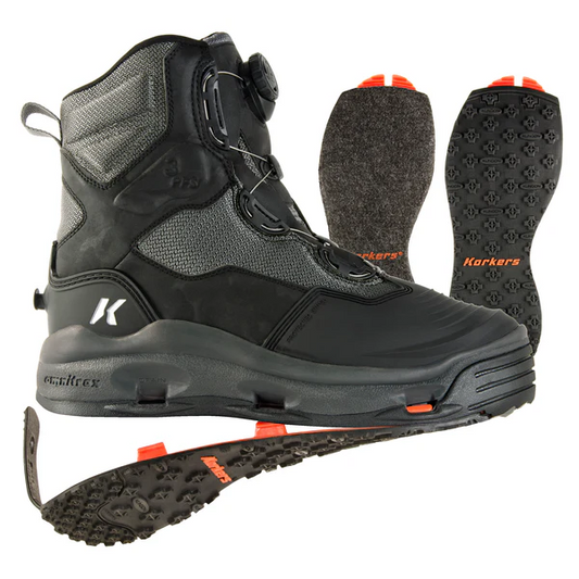 Korkers BOA Darkhorse Boot Felt and Kling-On Sole Size 9