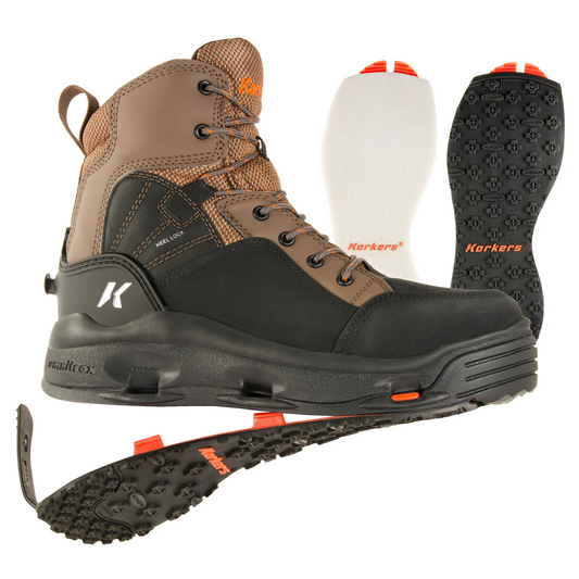 Korkers Buckskin Boot Felt and Kling-On Sole Size 9