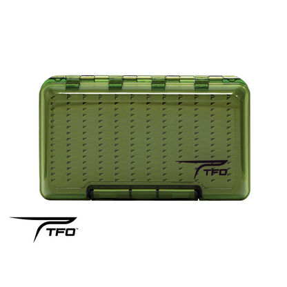 TFO Olive D/S Waterproof Triangle Slit Foam Fly Box Olive Large