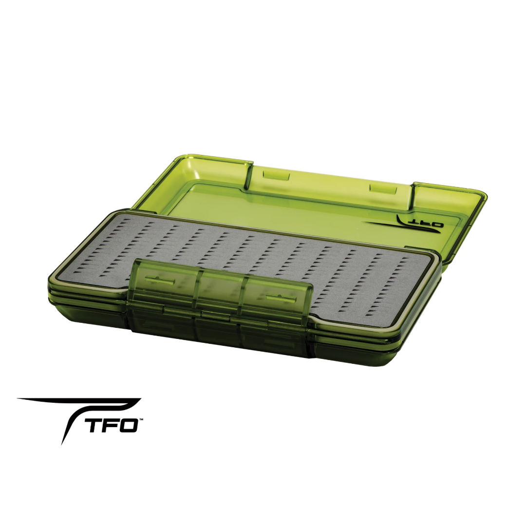 TFO Olive D/S Waterproof Triangle Slit Foam Fly Box Olive Large