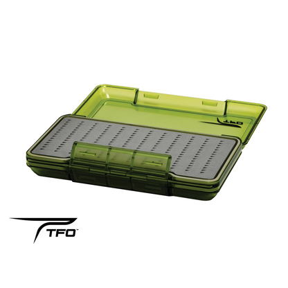 TFO Olive D/S Waterproof Triangle Slit Foam Fly Box Olive Large