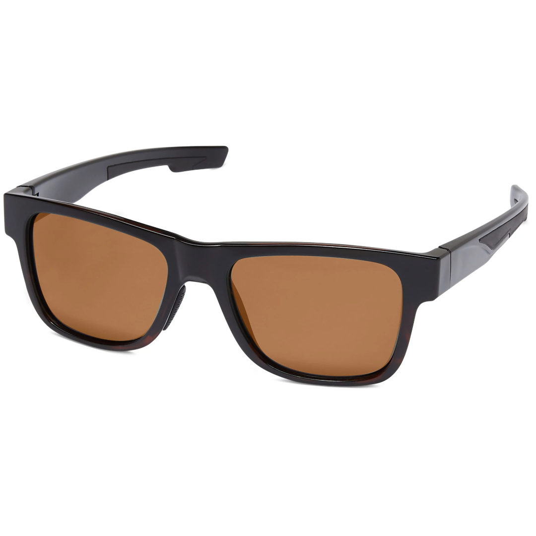 Fisherman Cover Polarized Eyewear Shiny Black Tortoise Fade with Brown Lens