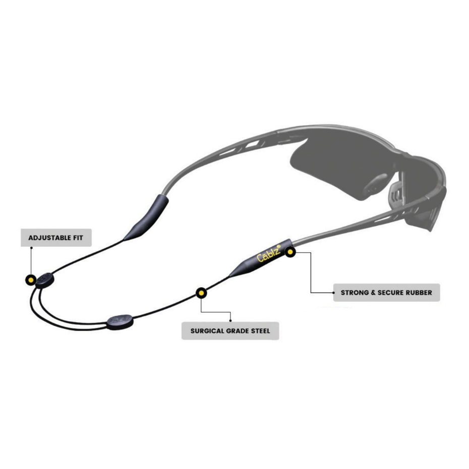 Cablz Adjustable Eyewear Retainer Black 10"