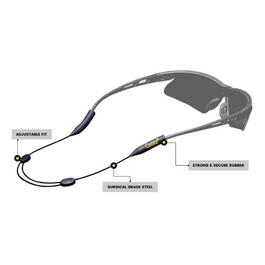 Cablz Adjustable Eyewear Retainer Black 10"