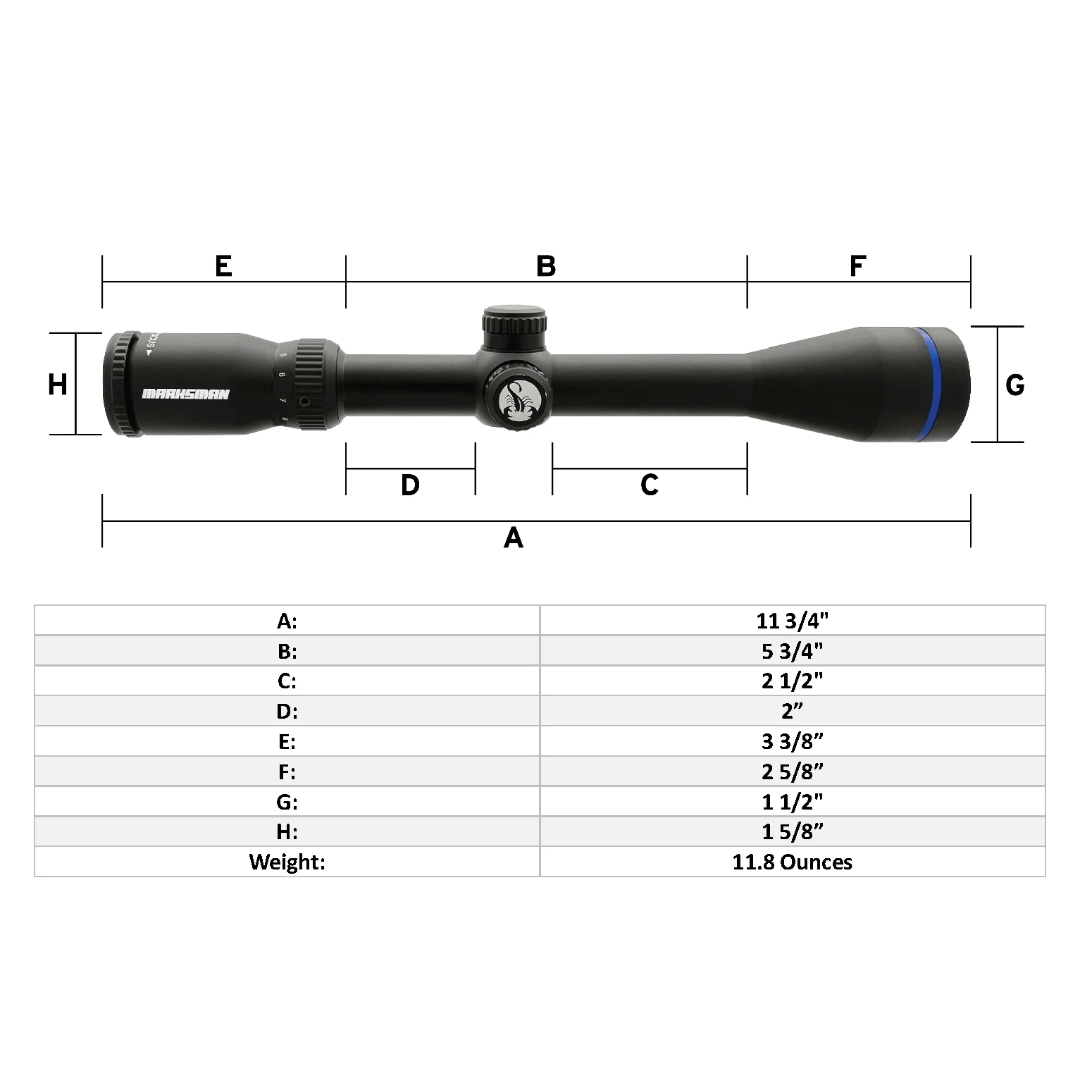 Scorpion Optics Marksman BMK 3-9x32 Scope with Rings