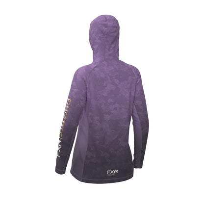 FXR Derby UPF Pullover Hoodie Women's Lavender Camo/Bone Size L
