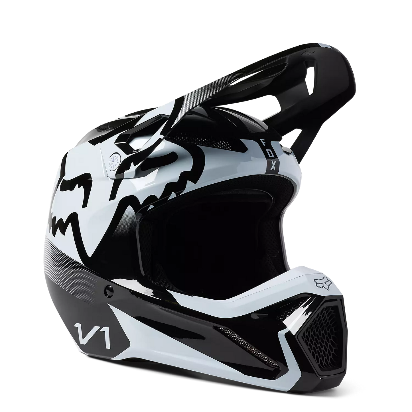 Fox V1 Leed Helmet Black and White Size M