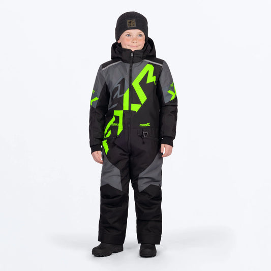 FXR Cold Cross CX Monosuit Children's Black/Charcoal/Lime Size 8