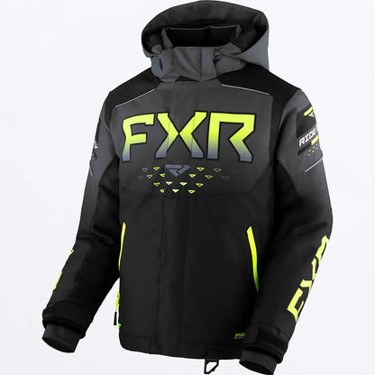 FXR Youth Helium Jacket Black/Char Fade/HiVis Size 14