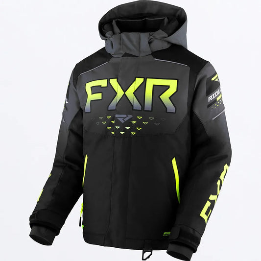 FXR Youth Helium Jacket Black/Char Fade/HiVis Size 14