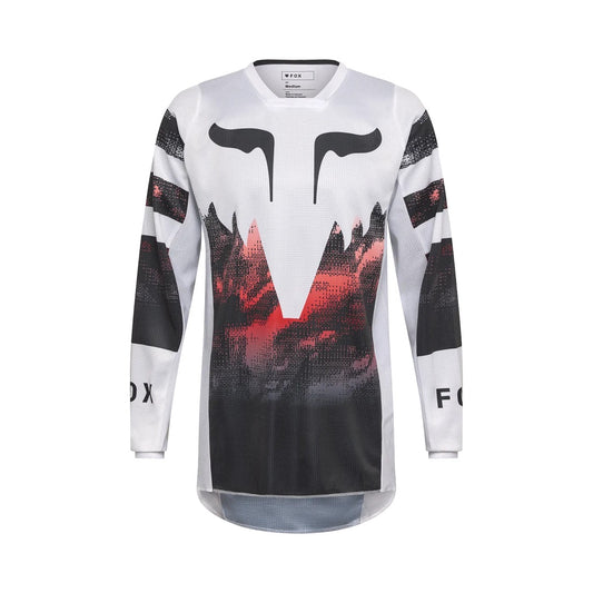 Fox 180 Kairos Jersey White and Fluorescent Red Size XS