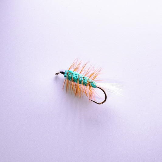 Dry Fly Aqua Body Orange Hackle Bug #4