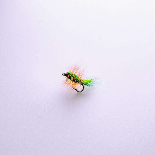 Dry Fly Green Body Bug Orange Hackle #8