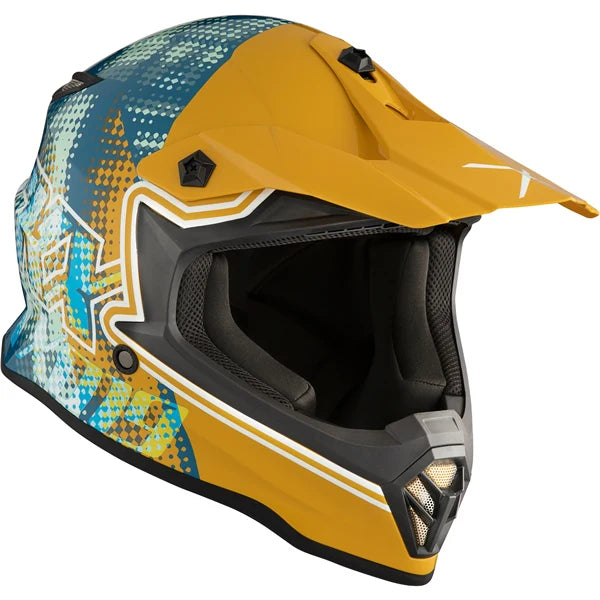 CKX TX019Y Gleam Helmet Glossy Gold and Teal Size XL