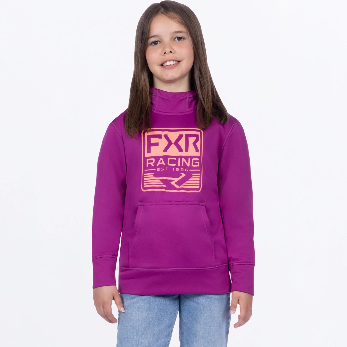 FXR Emblem Tech Hoodie Youths' Lt Wine and Melon Size M