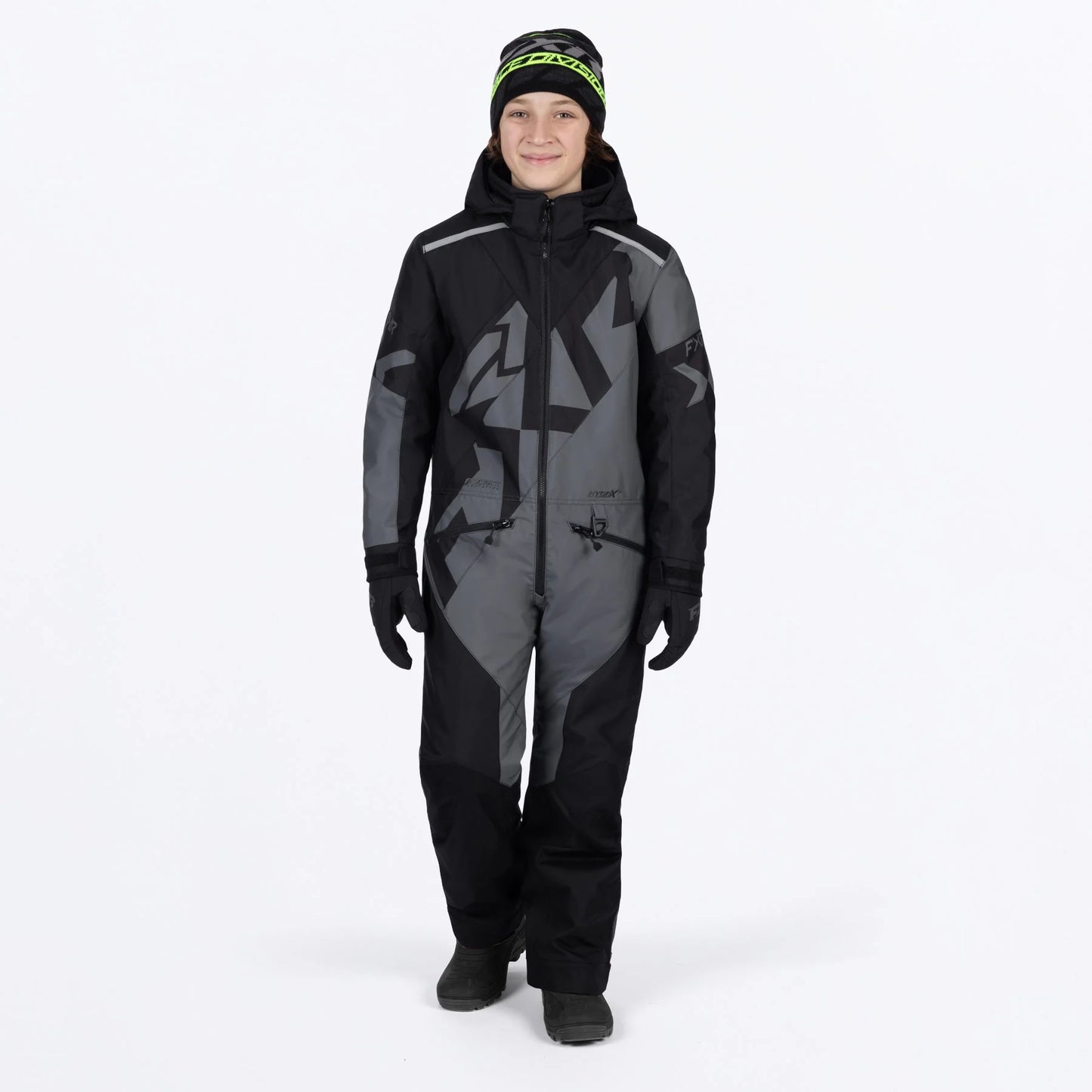 FXR Cold Cross CX Monosuit Youth's Black/Charcoal Size 10