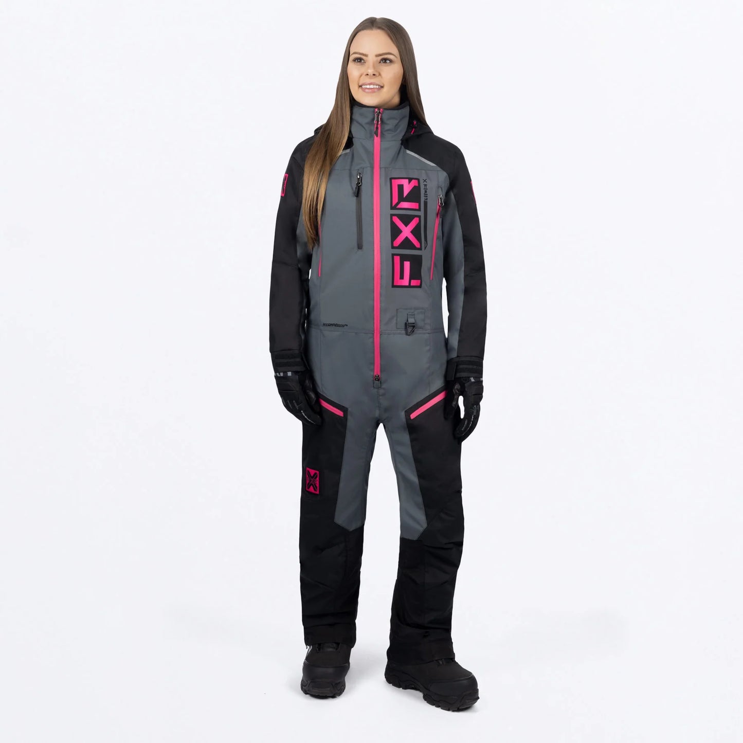 FXR Recruit F.A.S.T. Monosuit Women's Black/Char/Fuchsia Size 16
