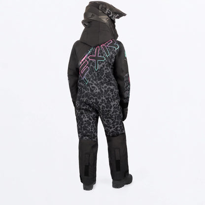 FXR Children's CX Monosuit 2 Black Cheetah/Mint-E Pink Size 2