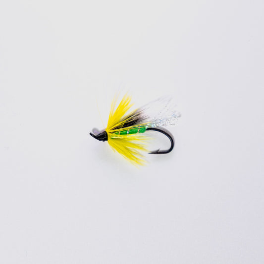 Wet Fly Fluorescent Green Cosseboom White Wing #10