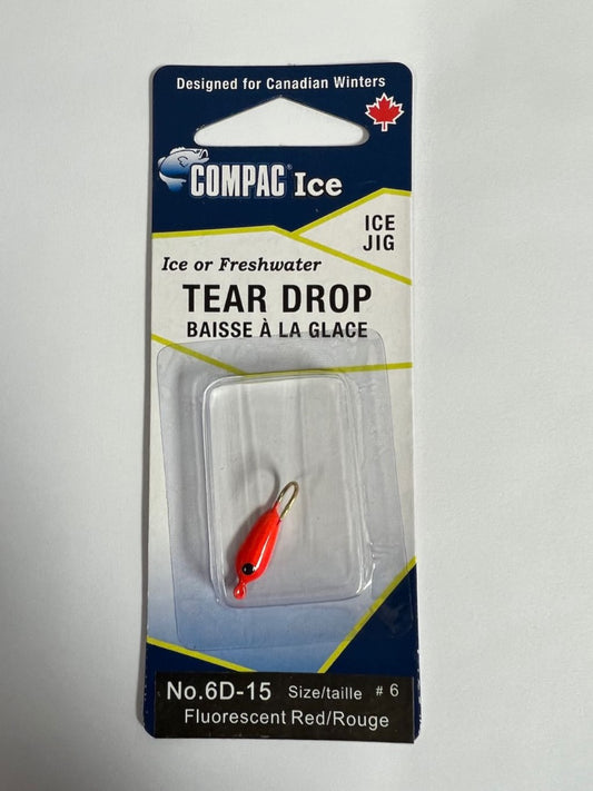 Compac Tear Drop Ice Jig Red #8