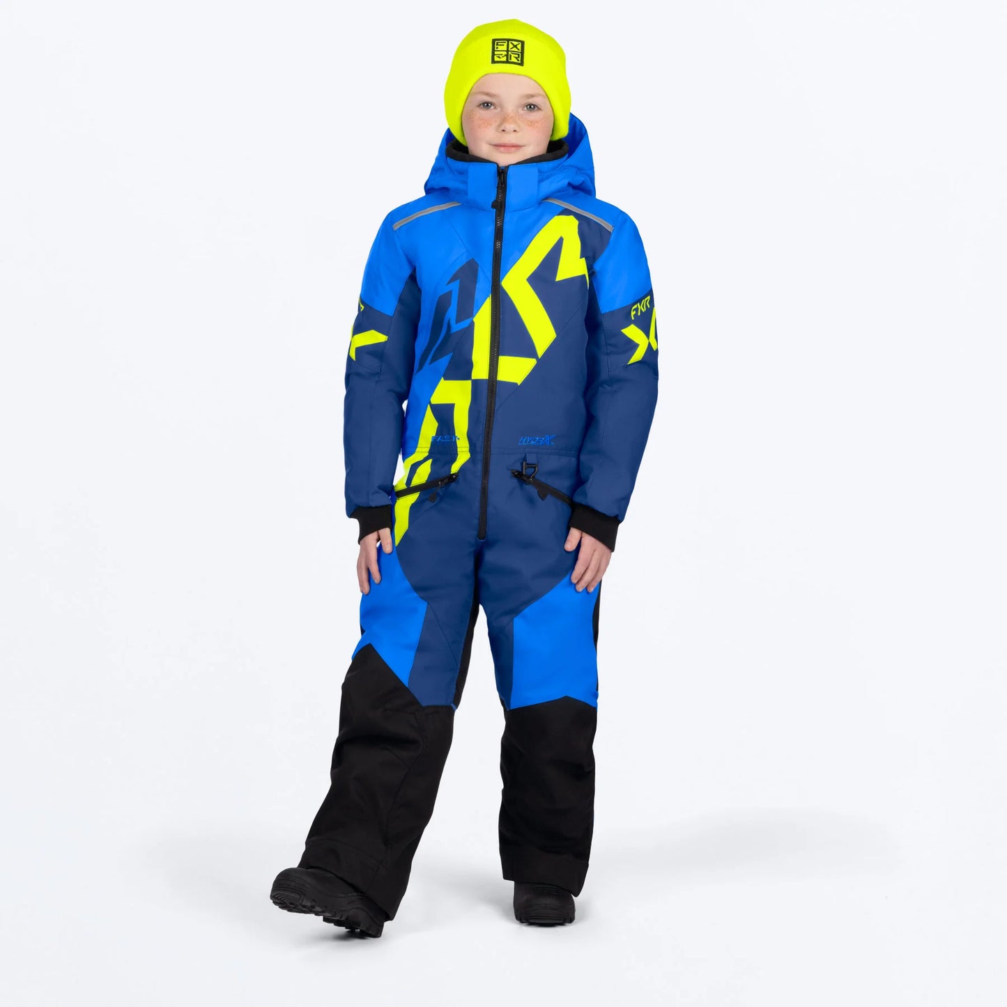 FXR Cold Cross CX Monosuit Children's Blue/Dark Blue/HiVis Size 2