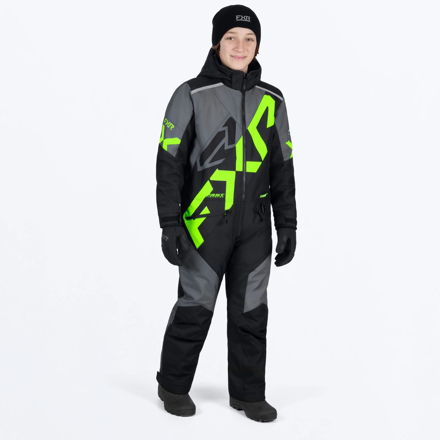 FXR Cold Cross CX Monosuit Youths' Black/Charcoal/Lime Size 10