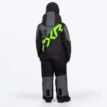 FXR Cold Cross CX Monosuit Children's Black/Charcoal/Lime Size 4