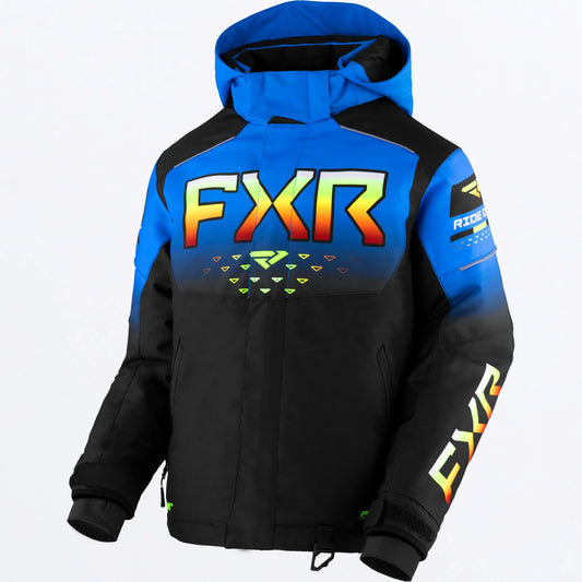 FXR Helium Jacket Youths' Black and Blue and Inferno Size 2