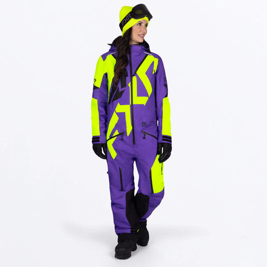 FXR Cold Cross CX Lite Monosuit Women's Dark Amethyst and HiVis Size 8