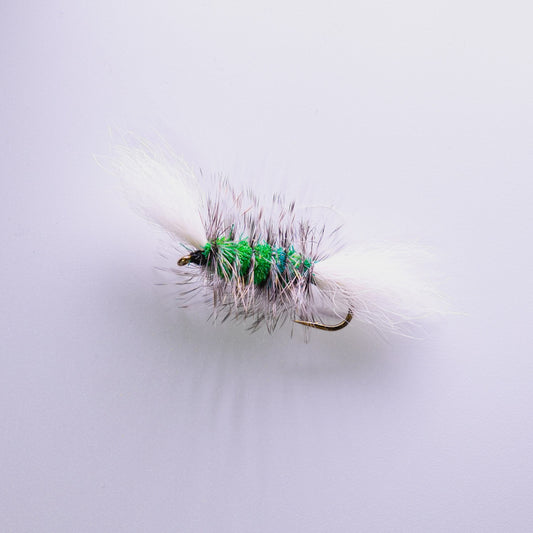 Dry Fly Green Body Gray Hackle Bomber #6